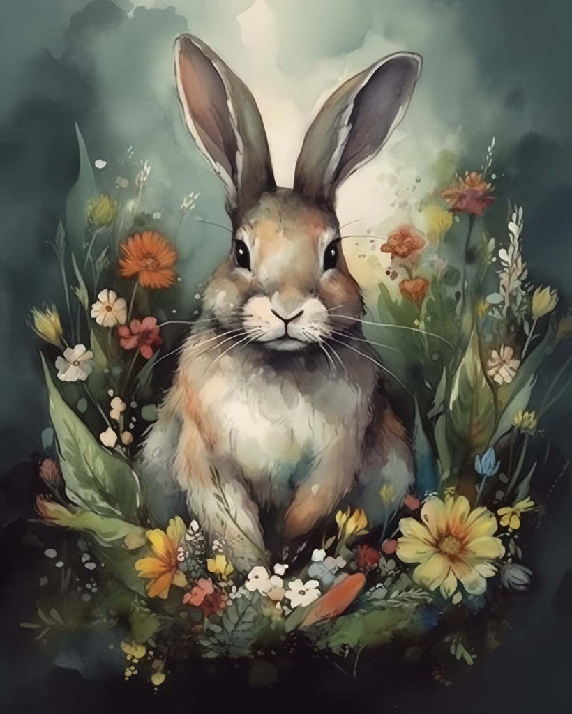 Rabbit and Flowers Paint by Numbers