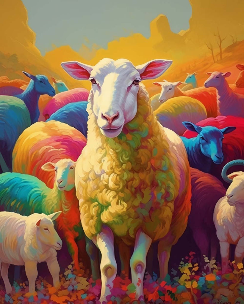 Colorful Sheep Paint by Numbers