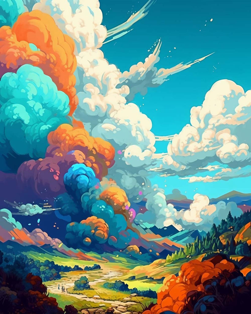 Blue Sky and Colorful Clouds Paint by Numbers