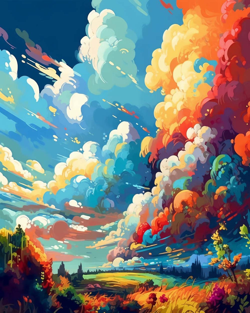 Abstract Colorful Clouds Paint by Numbers