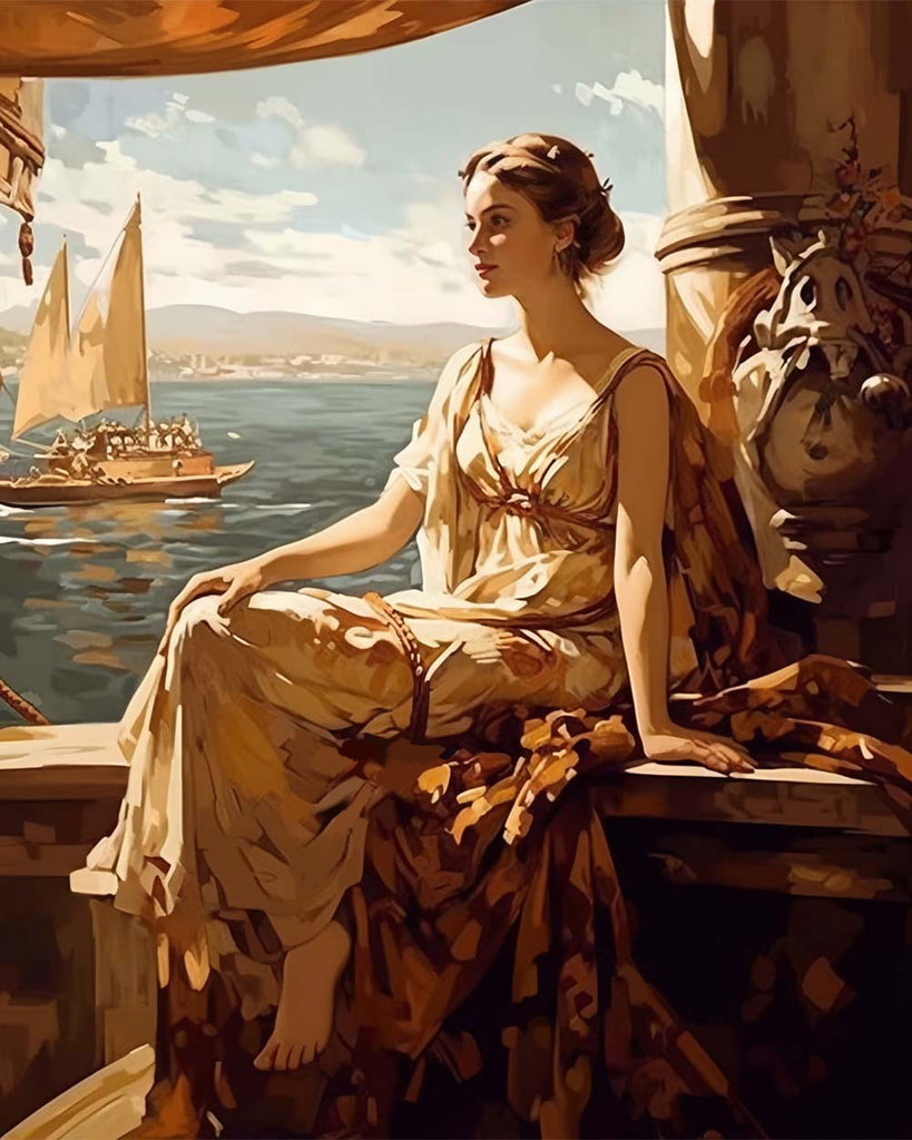 Elegant Woman by the Sea Paint by Numbers