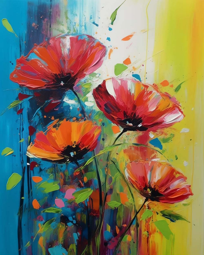 Poppies in Oil Painting Style Paint by Numbers