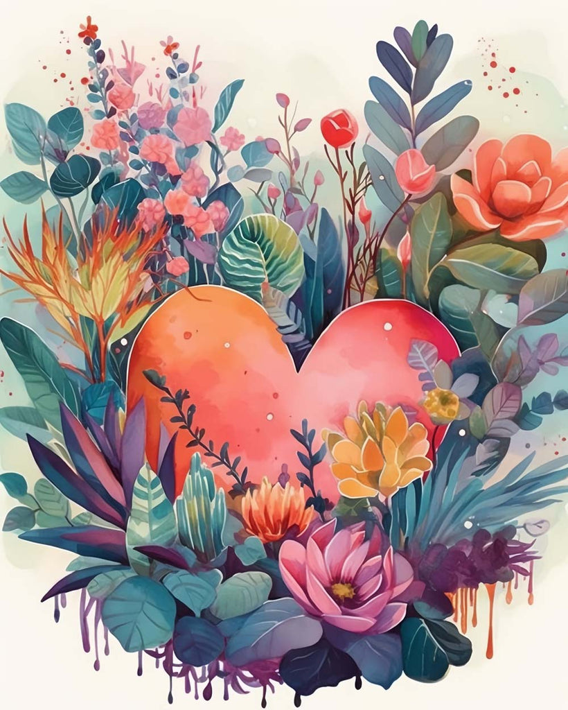 Heart Flowers Paint by Numbers