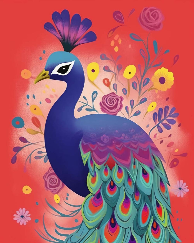 Blue Peacock Paint by Numbers for Kids