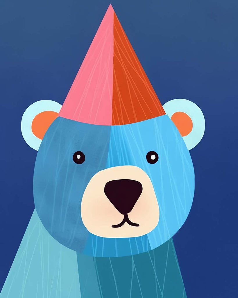 Cute Blue Bear with Pink Hut Paint by Numbers for Kids