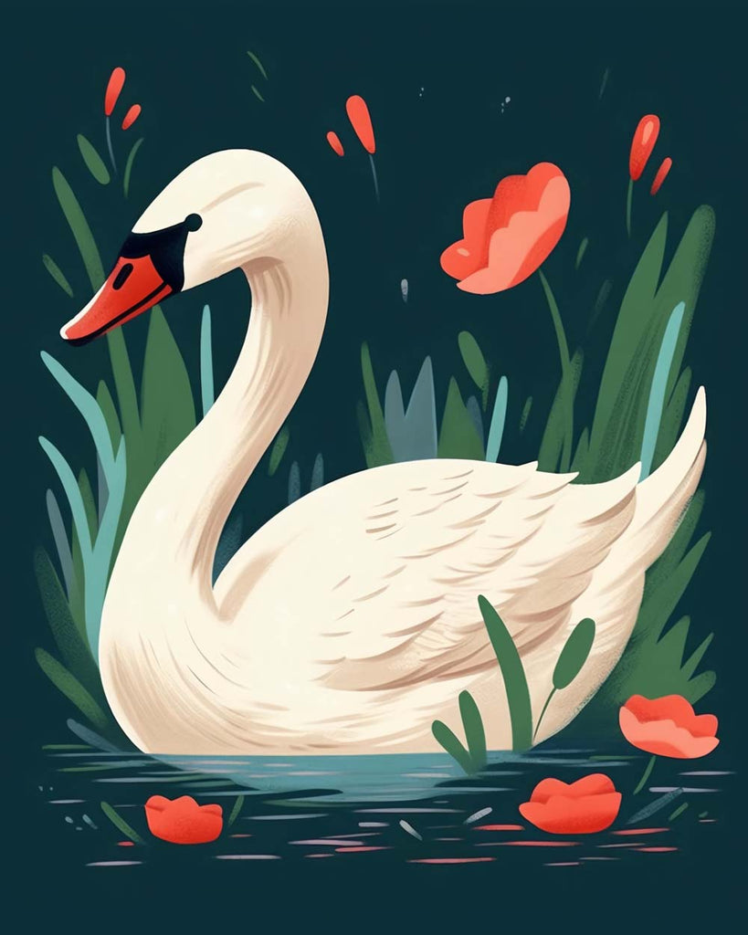 White Swan on the Lake Paint by Numbers