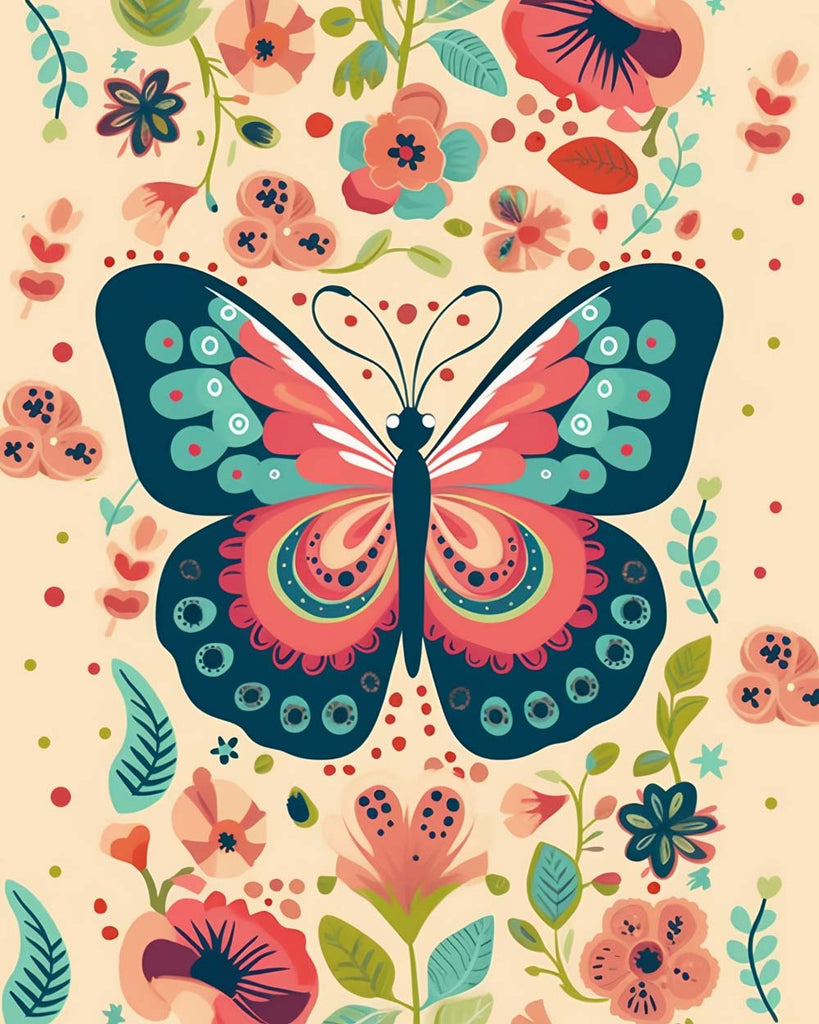 Butterfly and Flowers Paint by Numbers