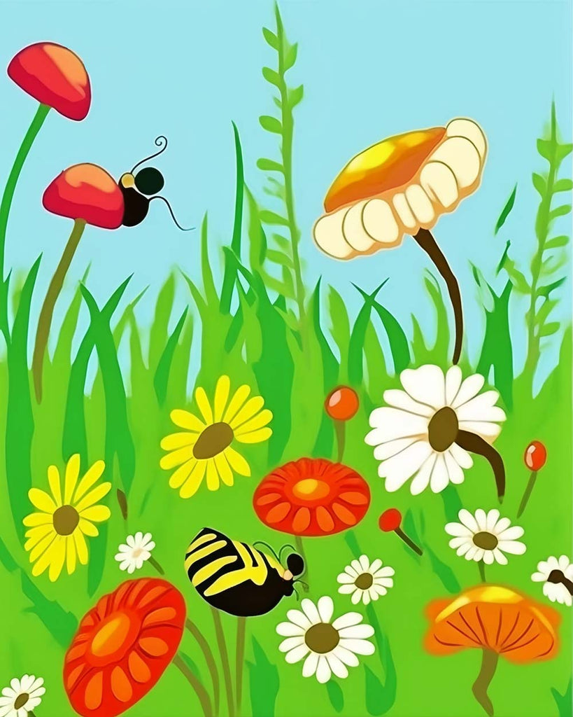 Cartoon Insect and Flowers Paint by Numbers for Kids