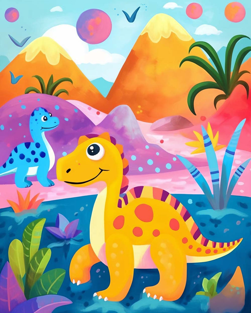 Cartoon Dinosaurs Paint by Numbers for Kids