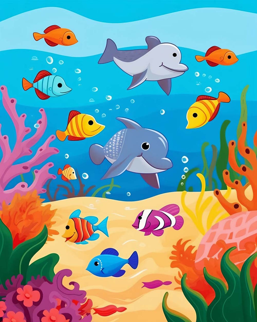 Dolphin and Fish Paint by Numbers for Kids