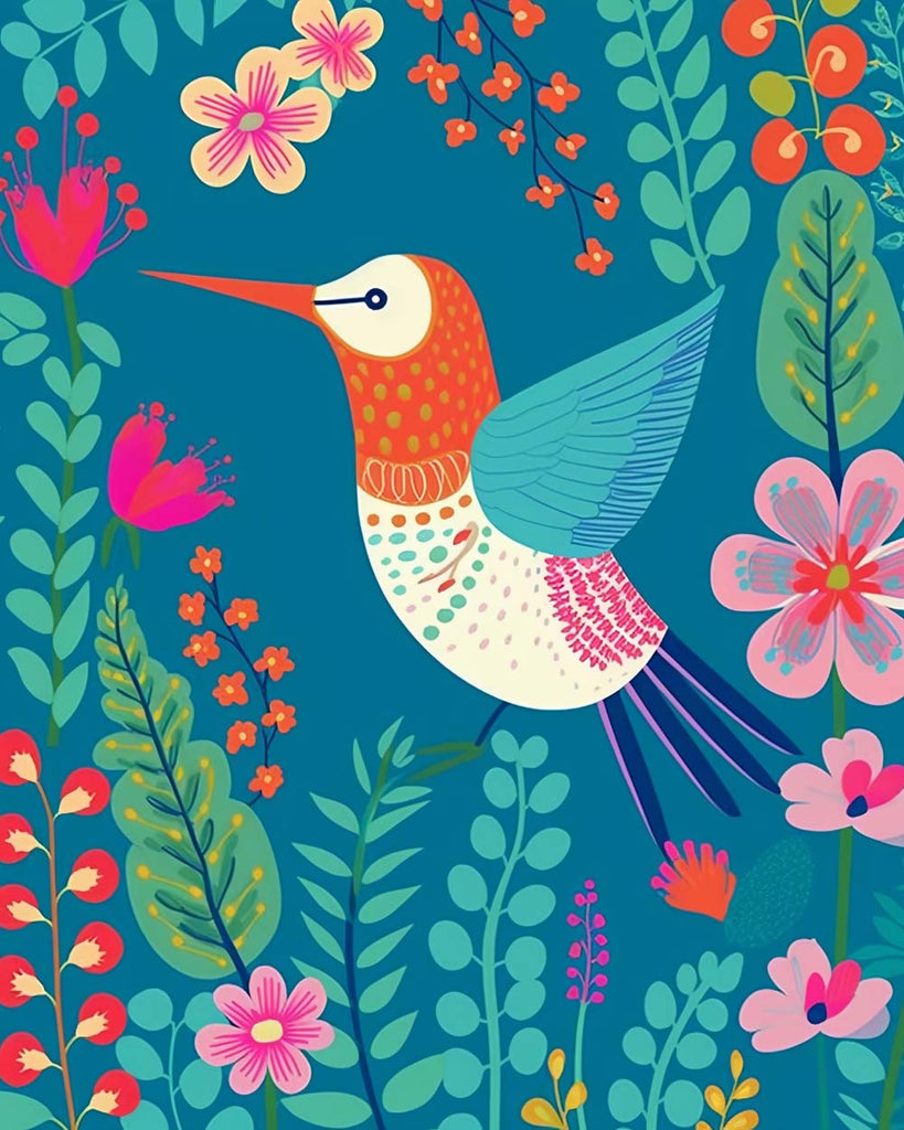 Bird and Flowers Paint by Numbers for Kids