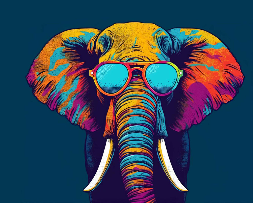 Elephant wearing Glasses Paint by Numbers