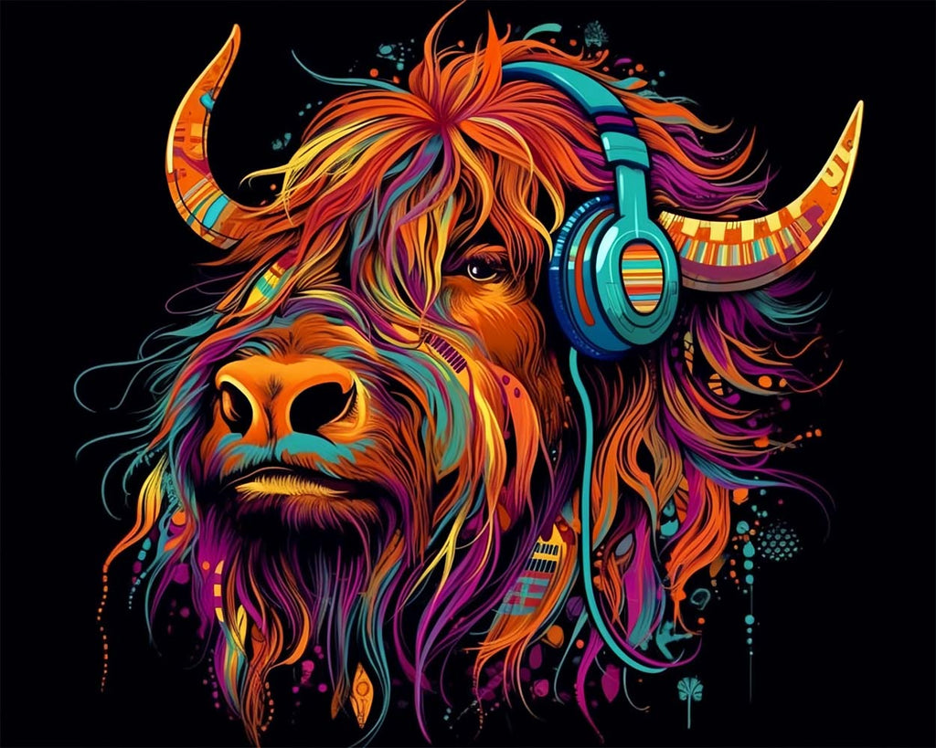 Highland Cow Head Paint by Numbers