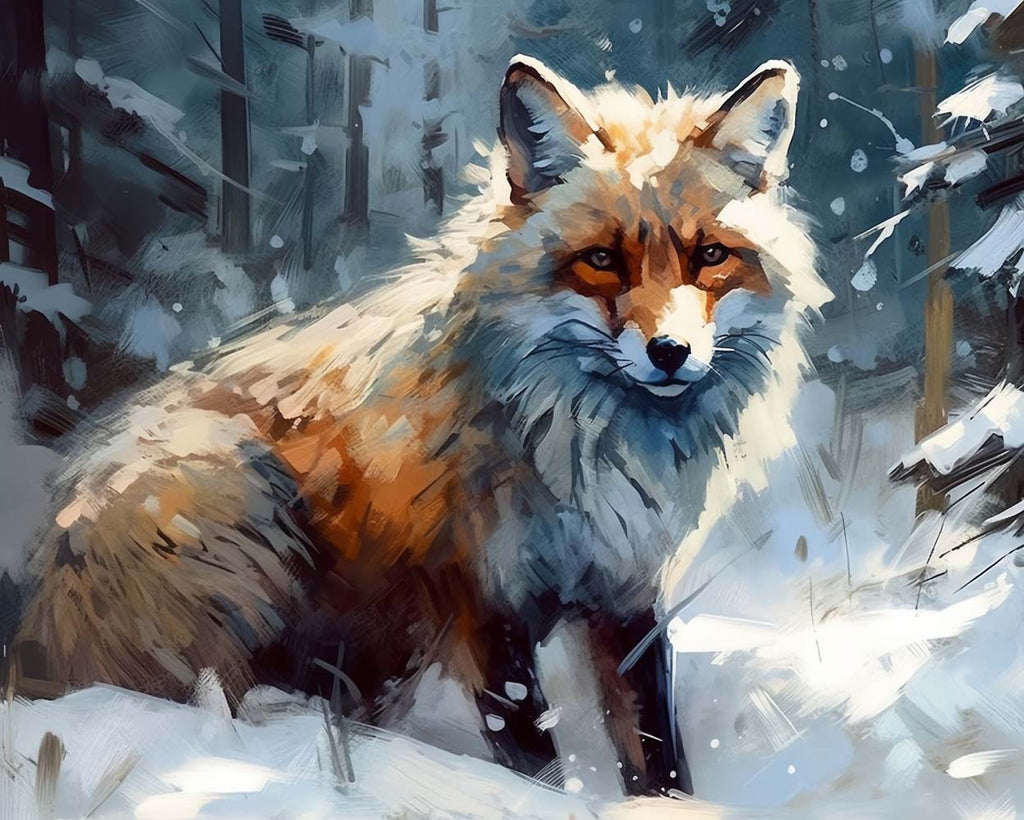 Fox in Snow Paint by Numbers