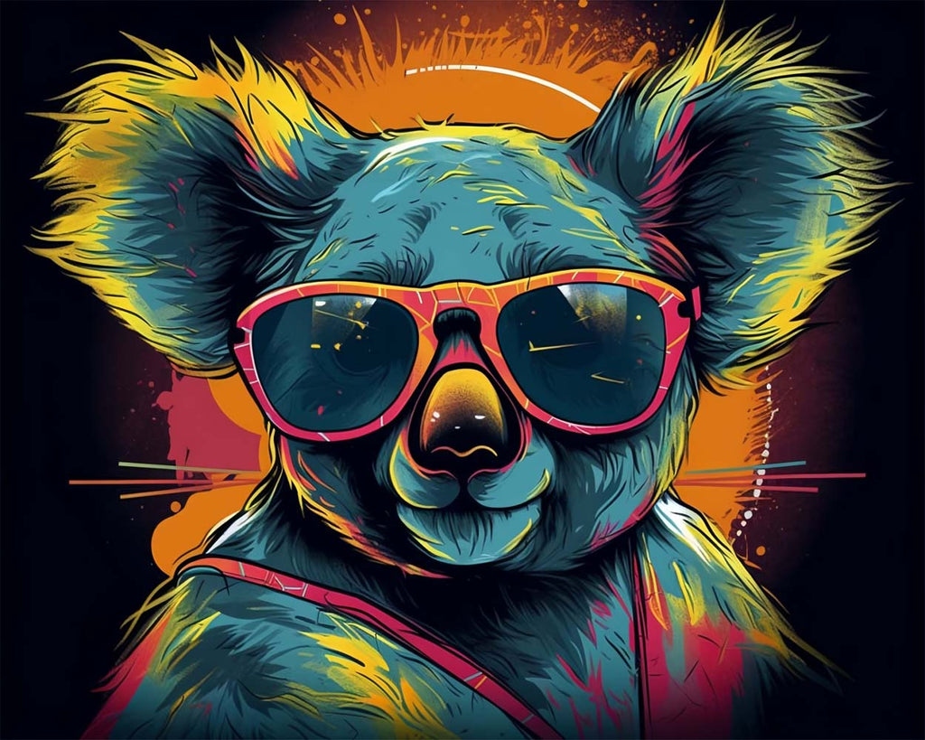 Blue Koala with Sunglasses Paint by Numbers