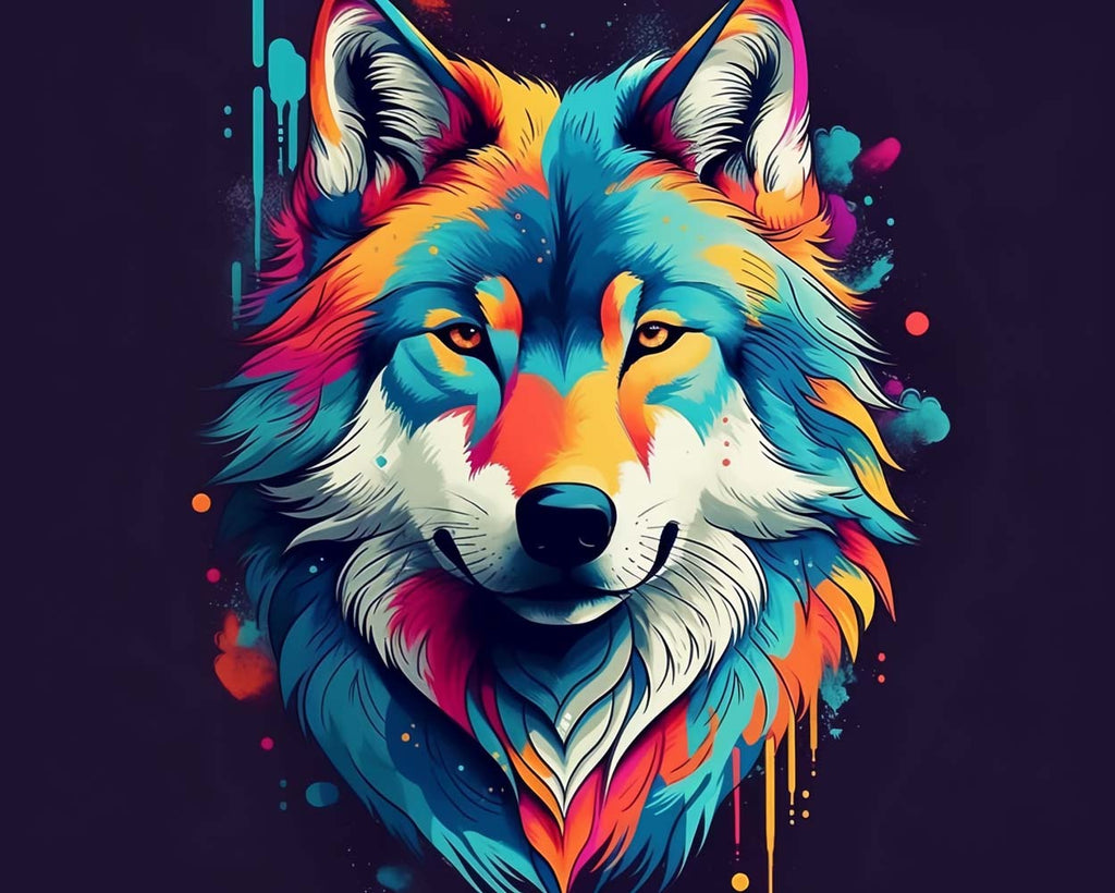 Colorful Wolf Paint by Numbers