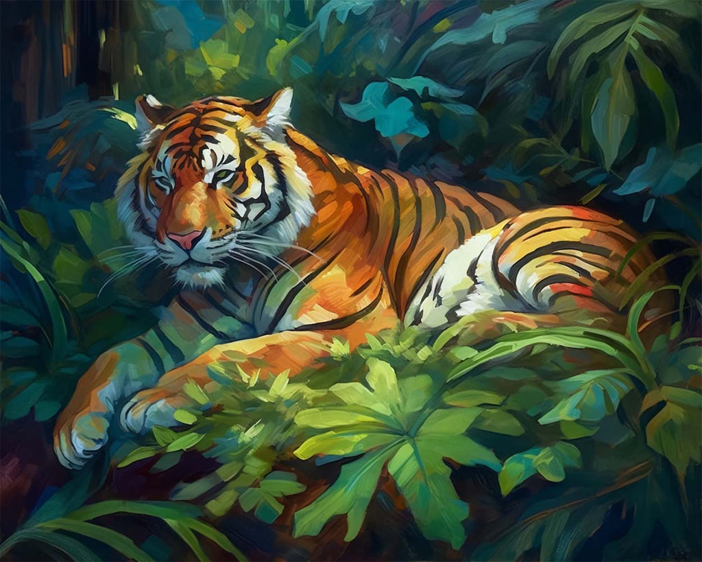 Tiger in the Grass Paint by Numbers