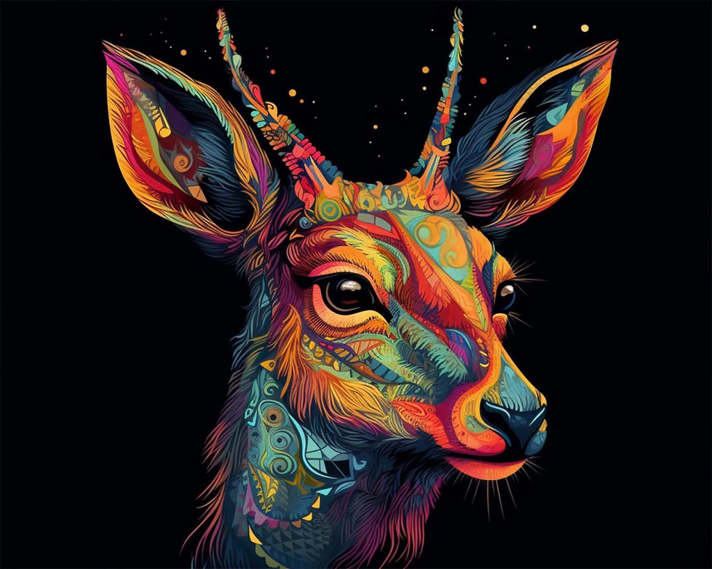 Colorful Deer in the Dark Paint by Numbers