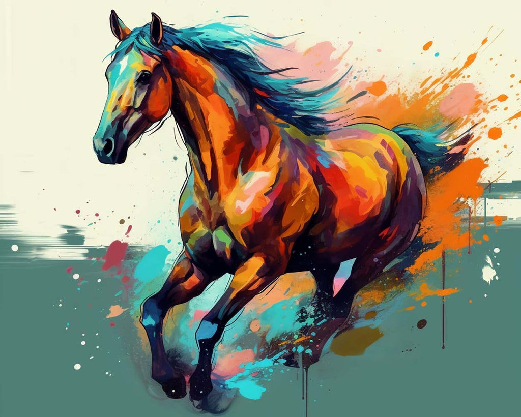 Watercolor Galloping Horse Paint by Numbers