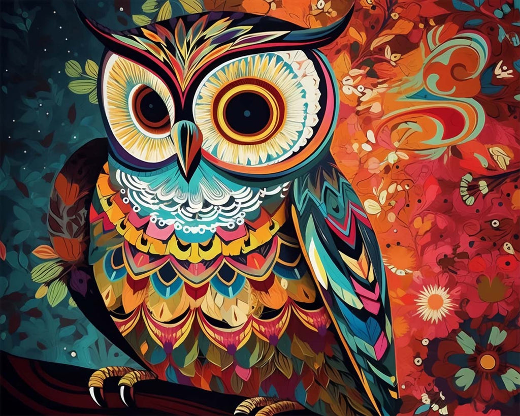 Owl with Pattern Paint by Numbers