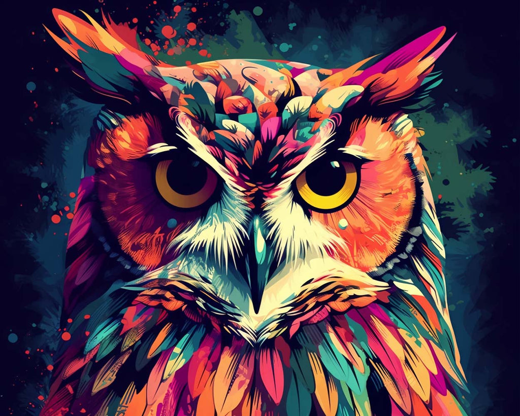 Watercolor Owl Paint by Numbers