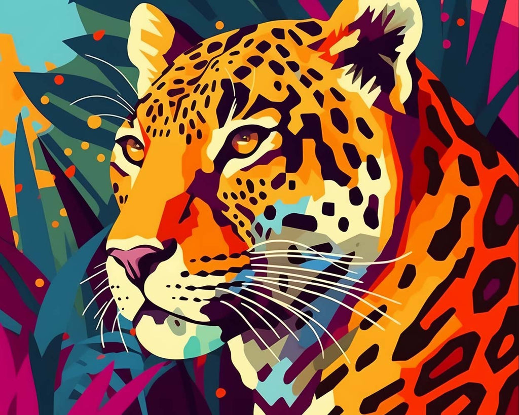 Leopard on Colorful Background Paint by Numbers