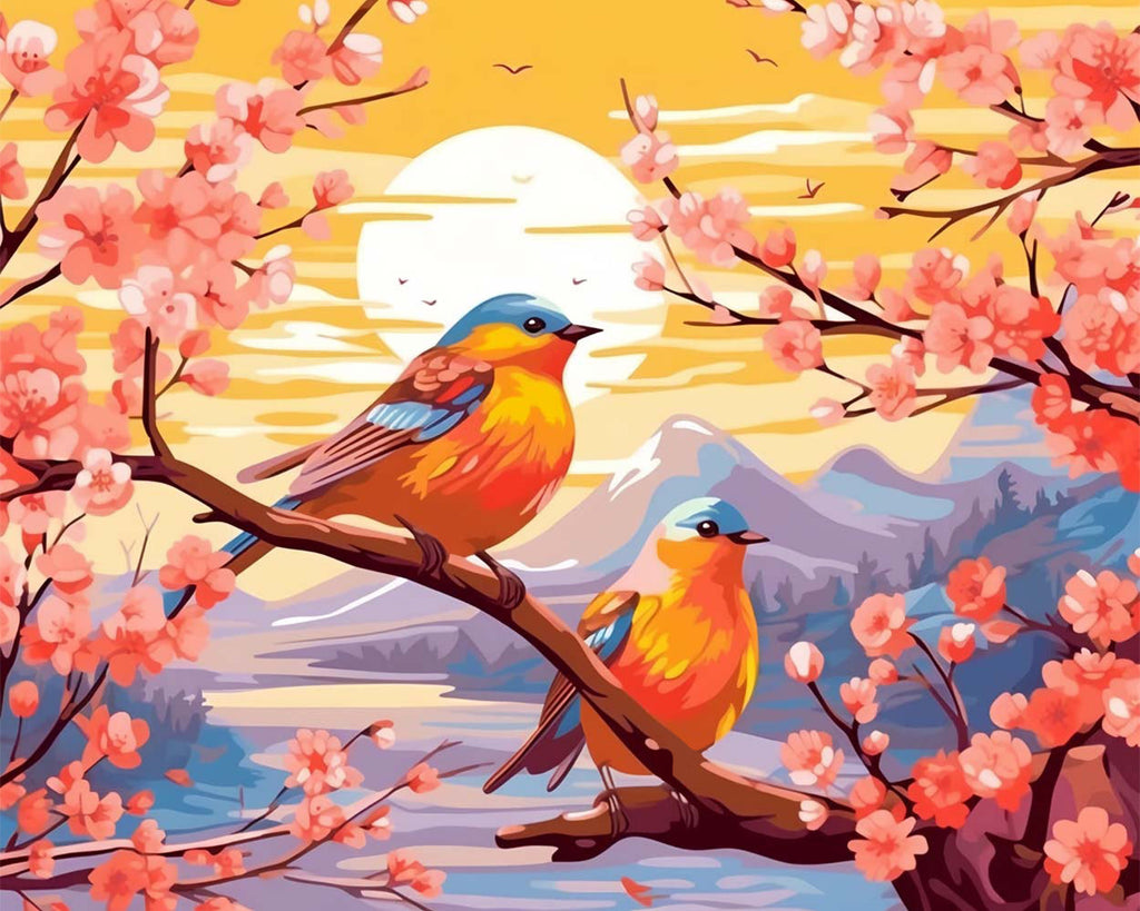 Birds, Flower and Sunset Paint by Numbers