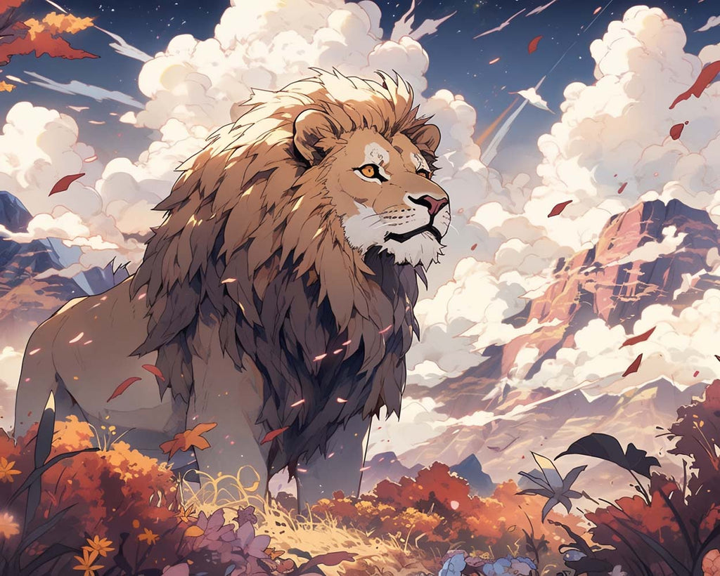 Lion Wind Clouds Paint by Numbers