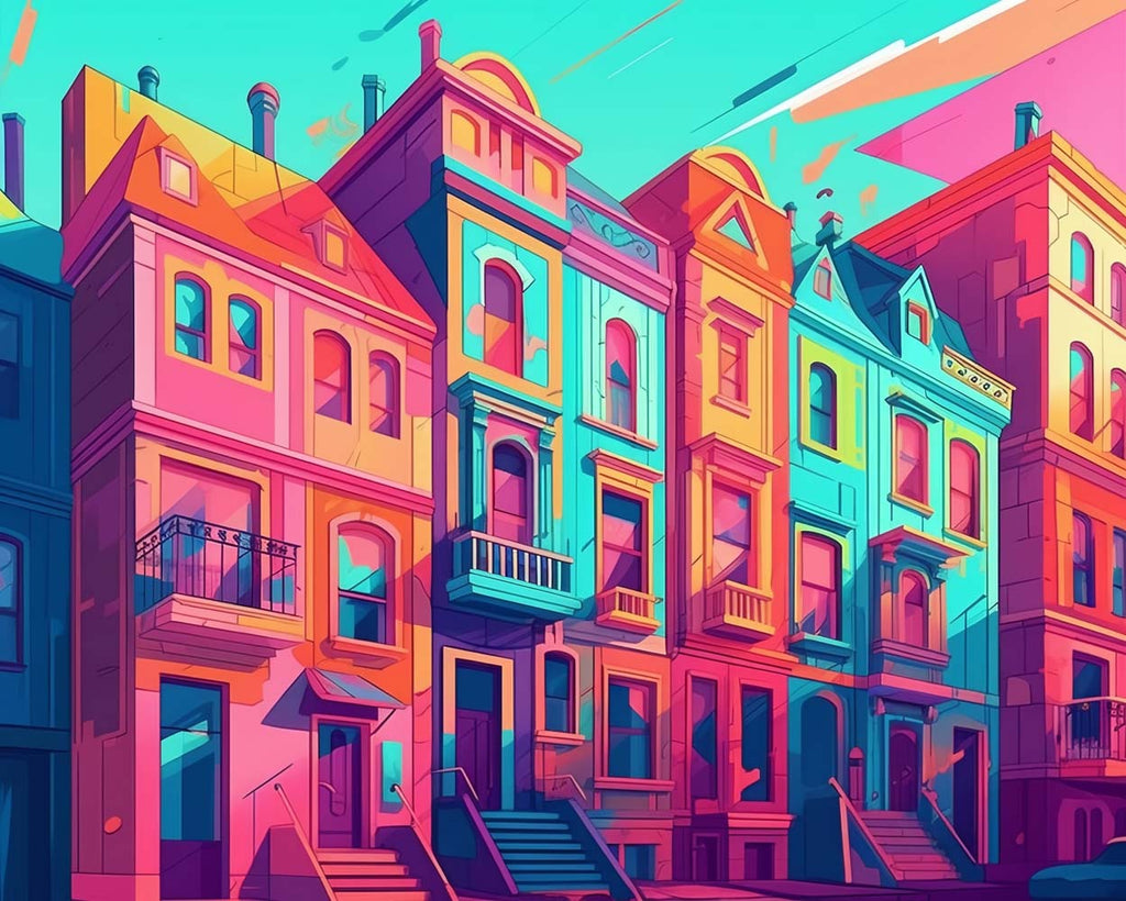 Colorful Abstract Building Paint by Numbers