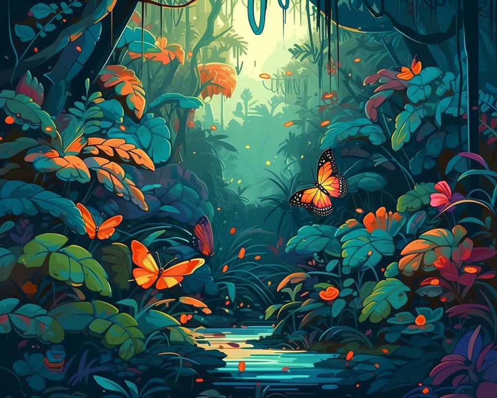 Butterflies in the Forest Paint by Numbers