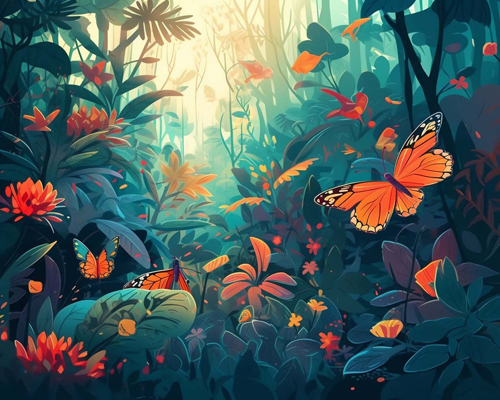 Butterflies in the Forest Paint by Numbers