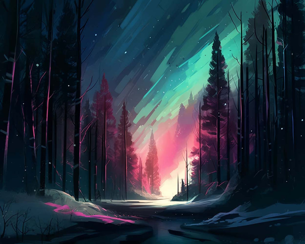 Forest and Aurora Paint by Numbers