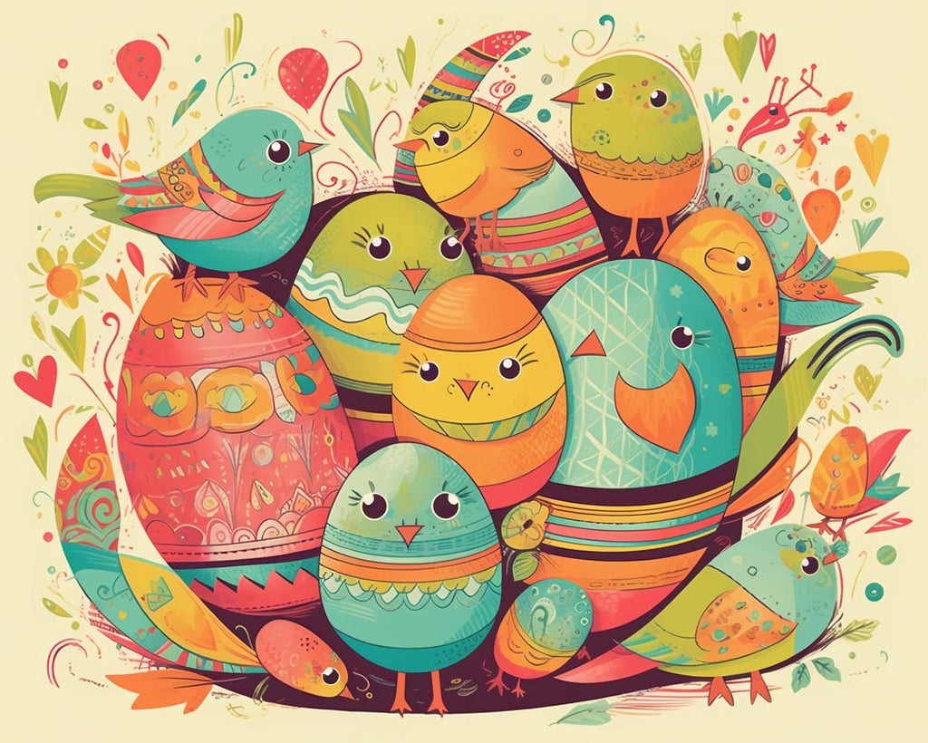 Easter Eggs and Birds Paint by Numbers