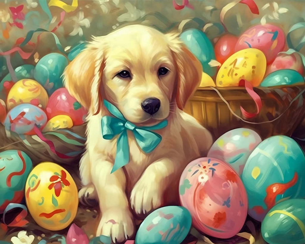 Easter Eggs and Puppy Paint by Numbers