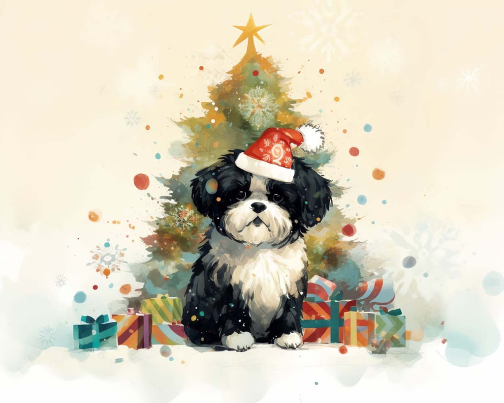 Christmas Tree and Black Puppy Paint by Numbers for Kids