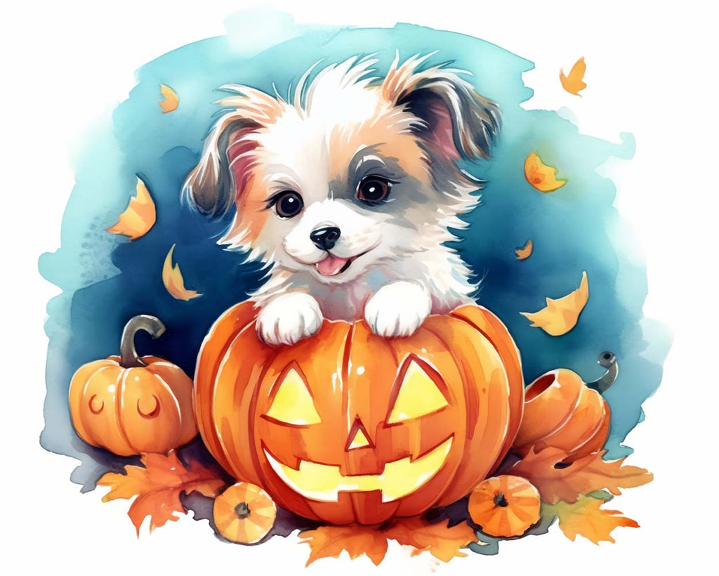 Halloween Pumpkin Lanterns and Puppy Paint by Numbers