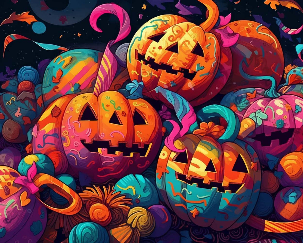 Halloween Pumpkin Lanterns Paint by Numbers