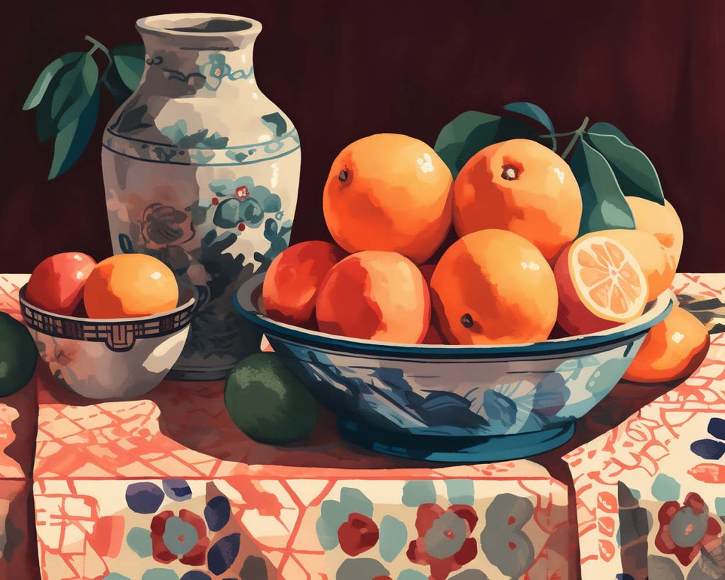 Oranges and Porcelain Vase Paint by Numbers