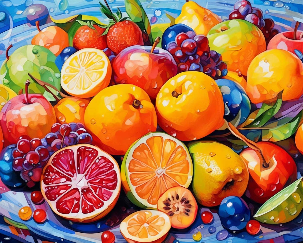 Fruits with Water Drops Paint by Numbers