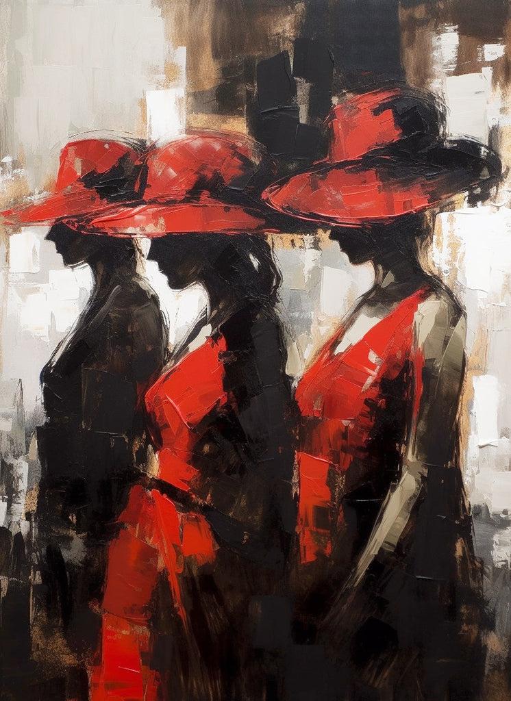 Women in Red Dress and Red Hat Paint by Numbers