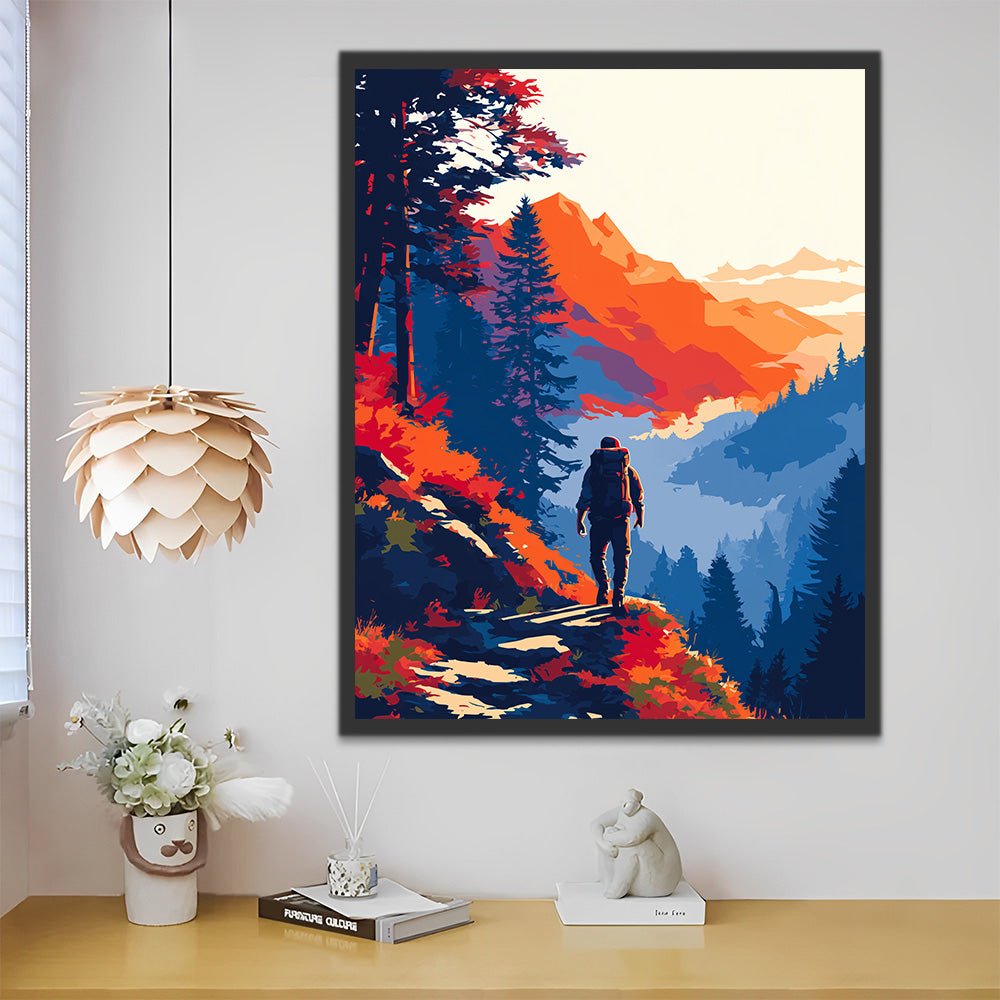 A Backpacker in the Mountains Paint by Numbers