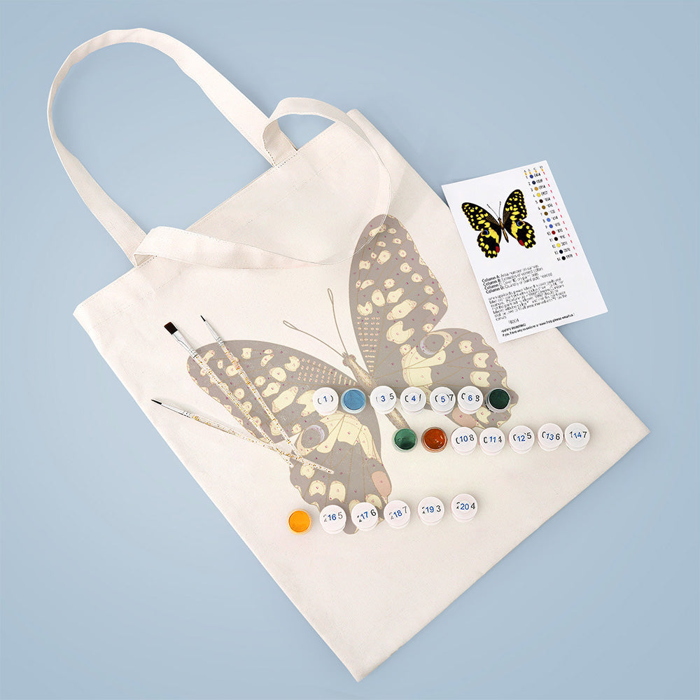 A Black and Gold Butterfly Canvas Tote Bag Paint by Numbers