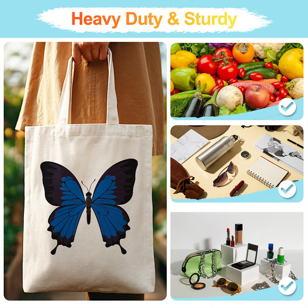 A Blue and Black Butterfly Canvas Tote Bag Paint by Numbers