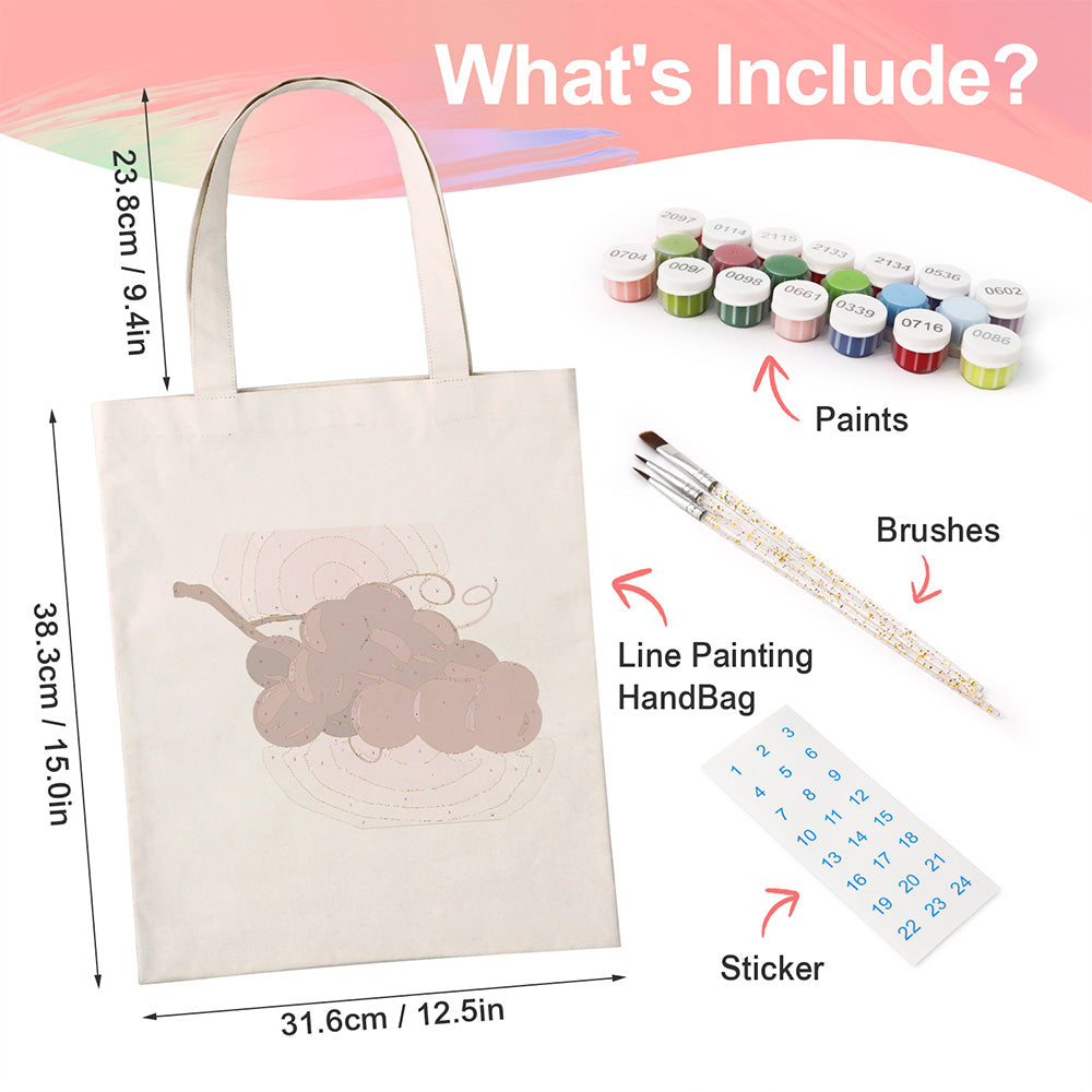 A Bunch of Ripe Grapes Canvas Tote Bag Paint by Numbers