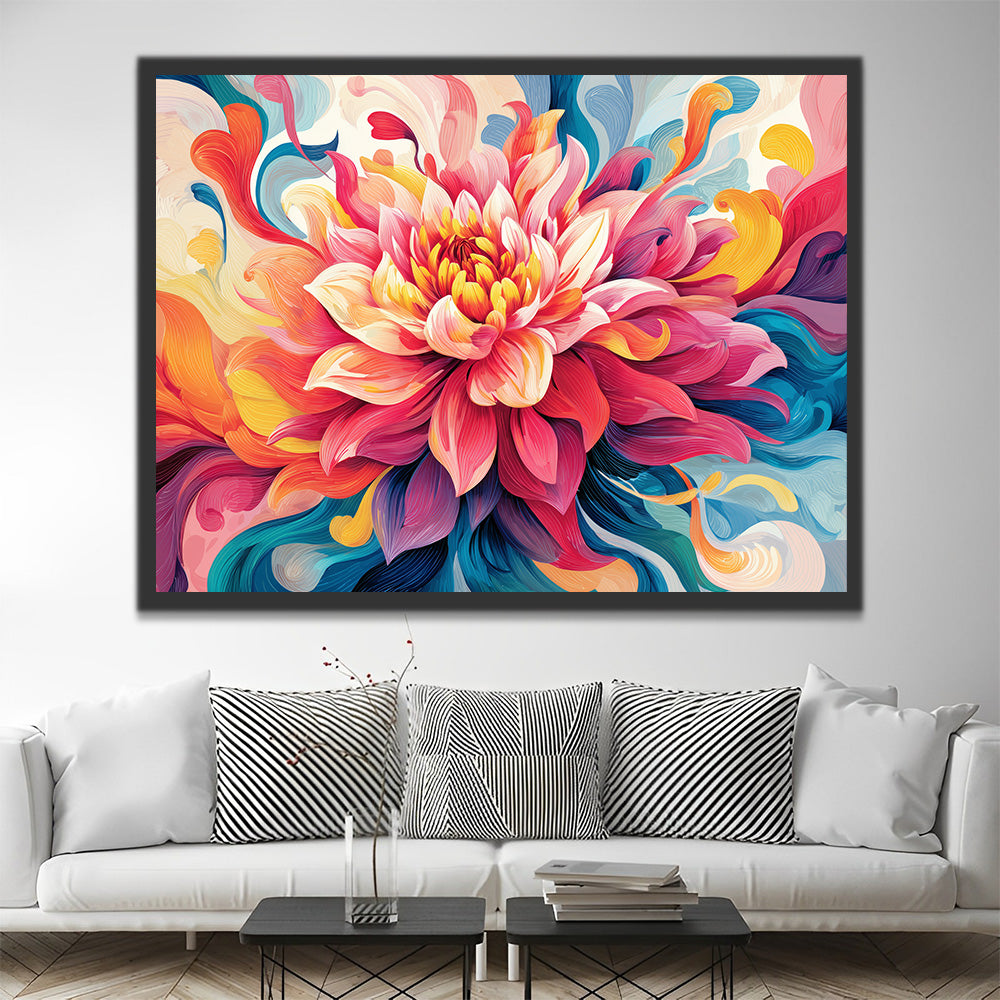A Full Abstract Chrysanthemum Paint by Numbers