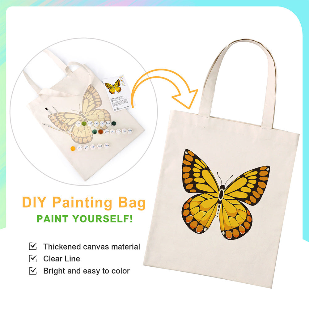 A Golden Butterfly Canvas Tote Bag Paint by Numbers