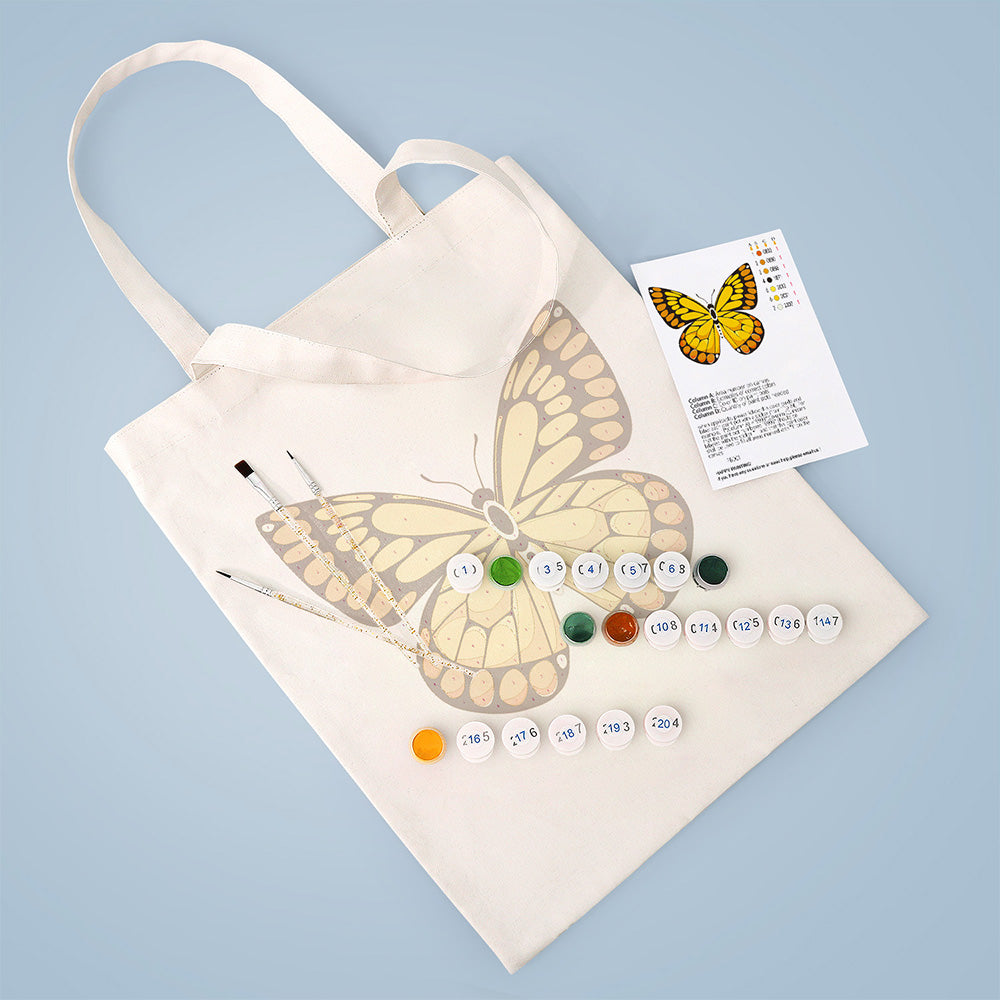 A Golden Butterfly Canvas Tote Bag Paint by Numbers