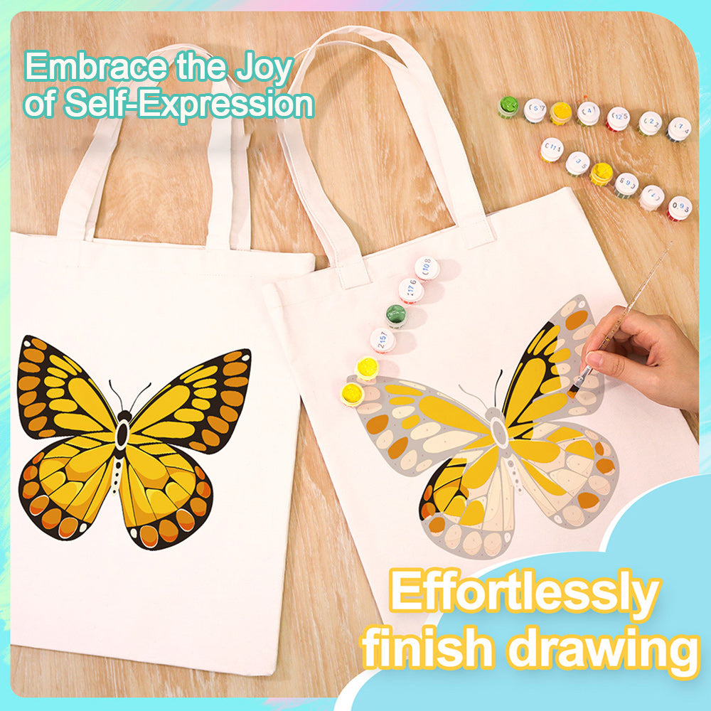 A Golden Butterfly Canvas Tote Bag Paint by Numbers