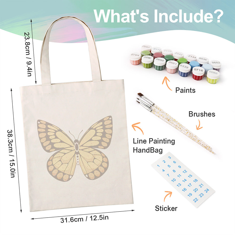A Golden Butterfly Canvas Tote Bag Paint by Numbers