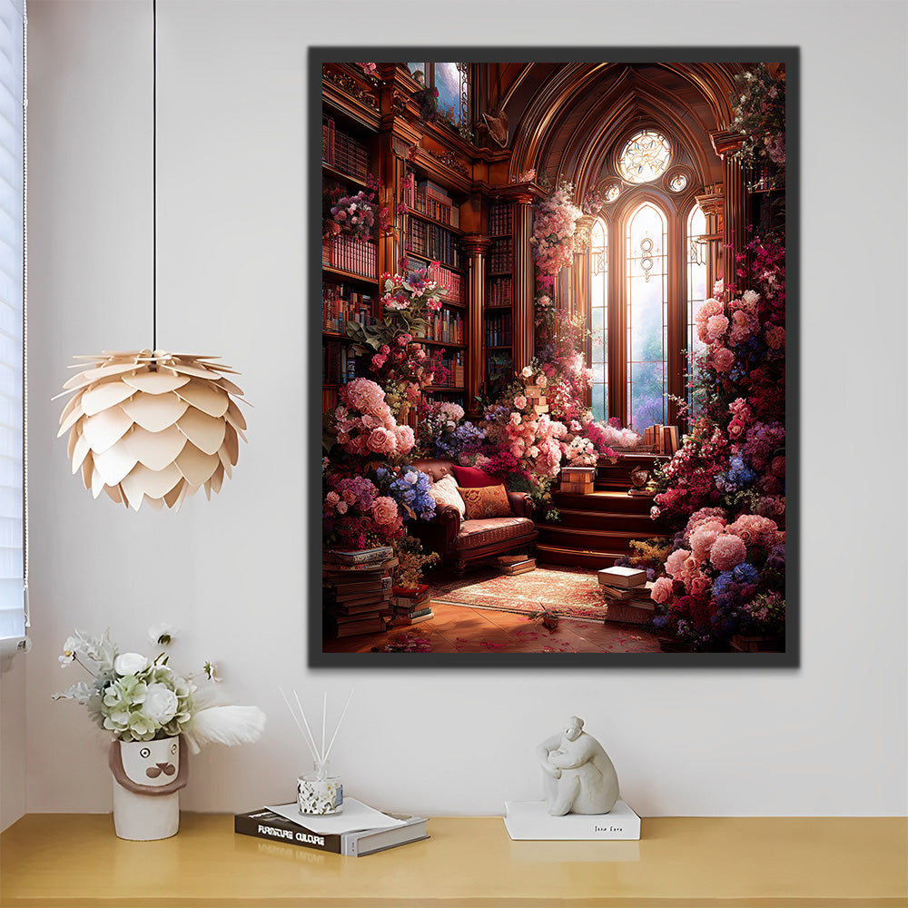 A Gorgeous Room Filled with Flowers Paint by Numbers